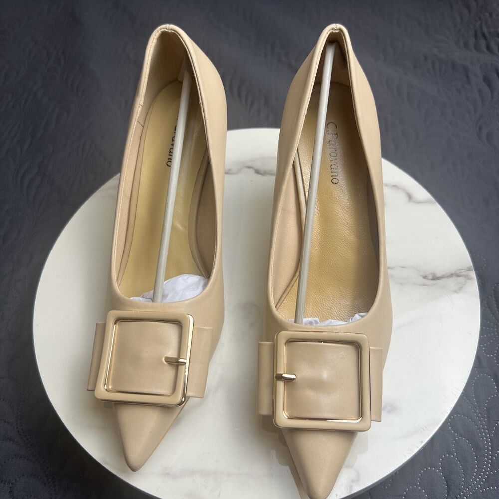 C.Paravano Pointed Toe  SZ 9 Beige Pumps Glam Chic Old Money Business Casual:NIB